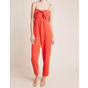 Anthropologie Saturday Sunday Boho Gauze Jumpsuit Orange Cotton Women's Size XS